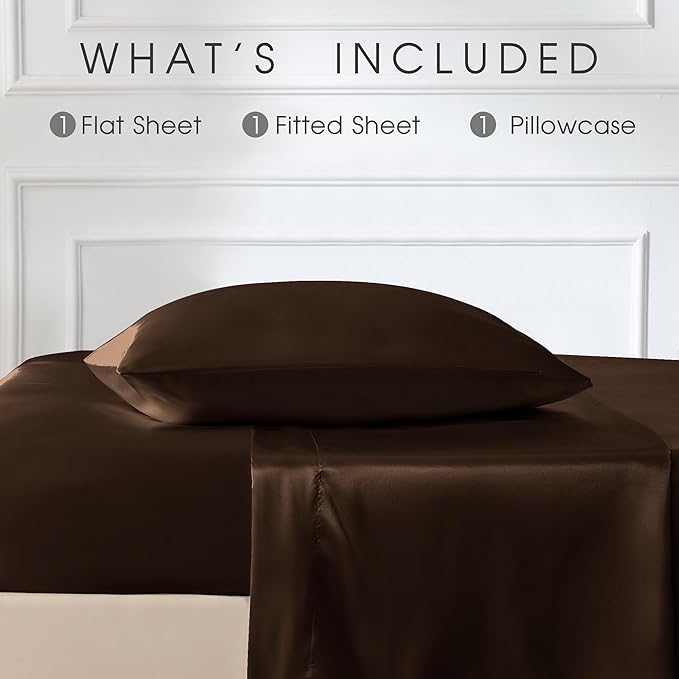 FreshCulture Satin Sheets Twin Size Bed Set - Image 3