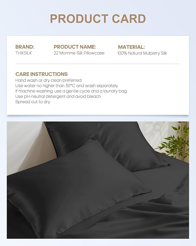 THXSILK Set of 2 100% Mulberry Silk Pillowcase - Image 8