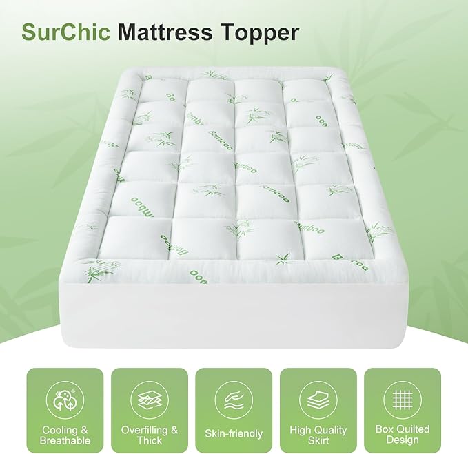 California King Size Mattress Topper Viscose Derived from Bamboo, Soft Thick - Image 4