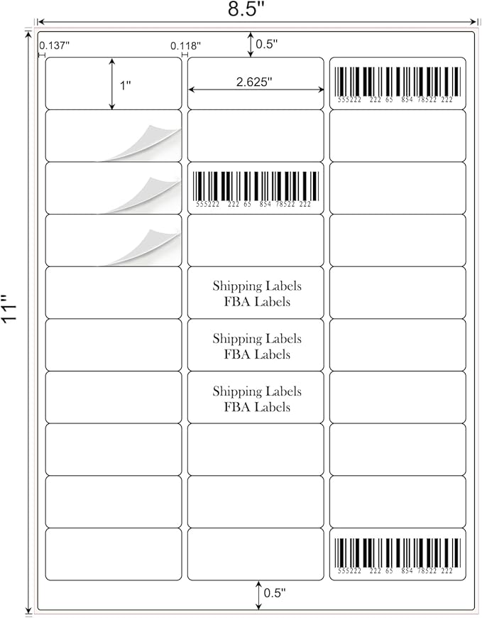 1" x 2-5/8" Address Labels 3000 Labels Sticker Paper for Laser/Ink Jet Printer mailing Labels 8.5"×11" White 30 per Sheet-DeskoryOffice