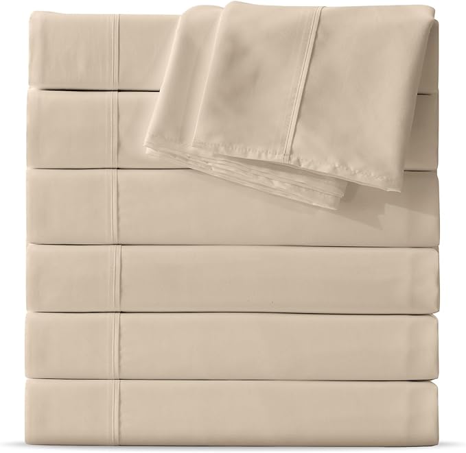 Maple&Stone Queen Flat Sheet 6 Pack, Premium Soft & Breathable, Brushed by MapleStone