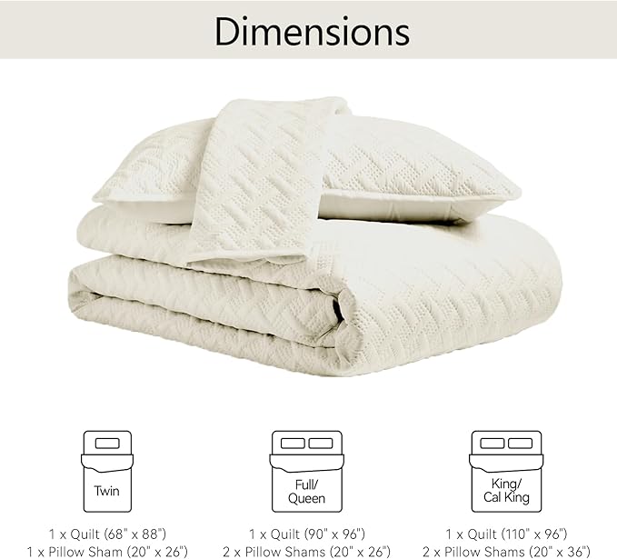 FLYMME Twin Quilt Set, Lightweight Cream Bedspreads, Basket Weave Pattern - Image 7