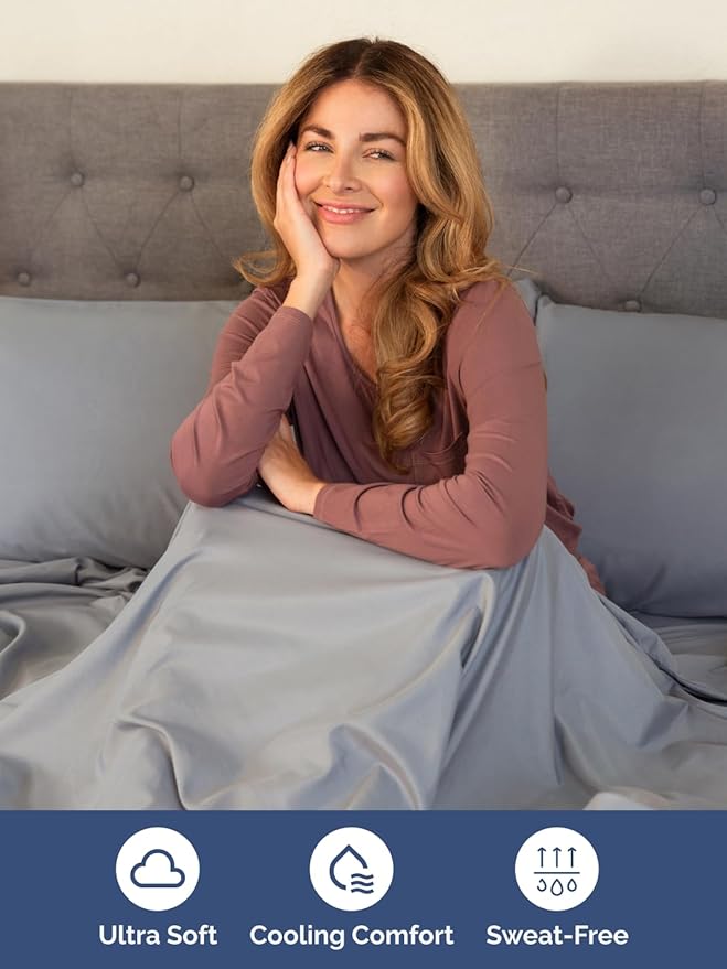 Extra Deep Twin Sheet Set - 4 Piece Breathable & Cooling Sheets - Hotel Luxury Bed Sheets Set - Easy & Secure Fit - Soft, Wrinkle Free & Comfy Sheets Set - Steel Blue Sheet Set with Extra Deep Pockets