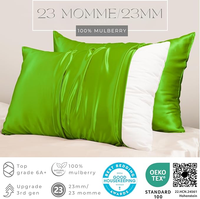 PROMEED Mulberry Silk Pillowcases Set of 2Pcs, Both Sides 100% 23 Momme Real - Image 2
