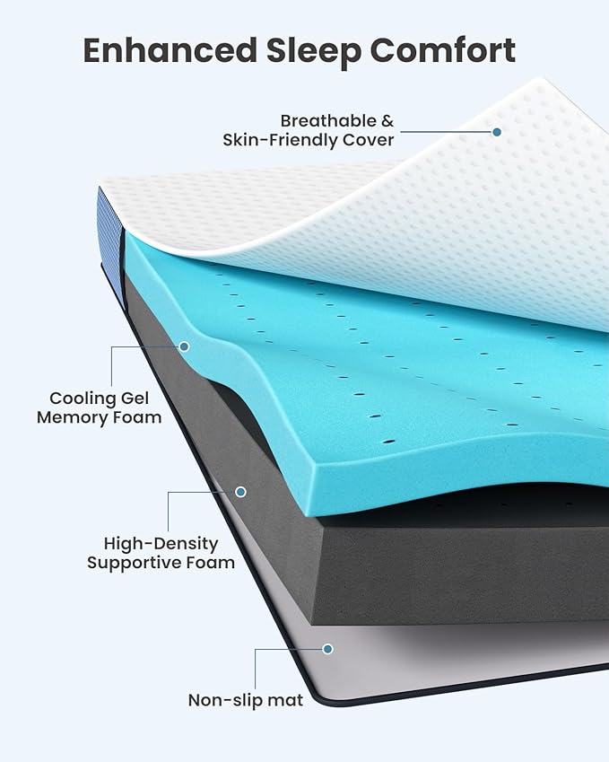 PERLECARE 3 Inch Firm Mattress Topper King Size, Cooling Gel-Infused & Bamboo - Image 2