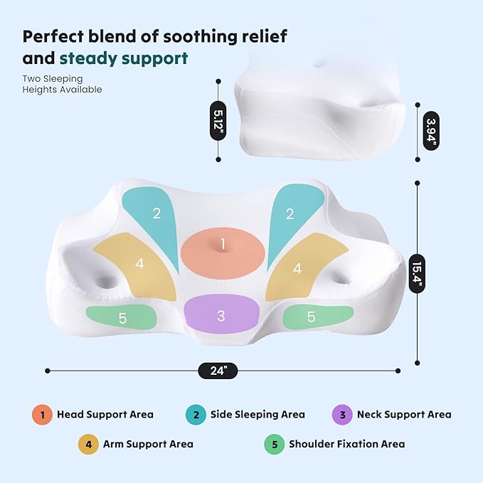 DUMOS Cervical Neck Pillow for Sleeping, Cooling Ergonomic Memory Foam Pillow - Image 8