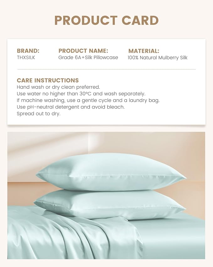 THXSILK Set of 2 100% Mulberry Silk Pillowcase - Image 8