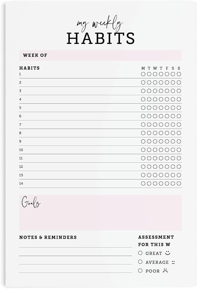 CARDAMONOLY Habit Tracker Notepad in Black and Light Pink- 50 Page Tear Off - Image 2