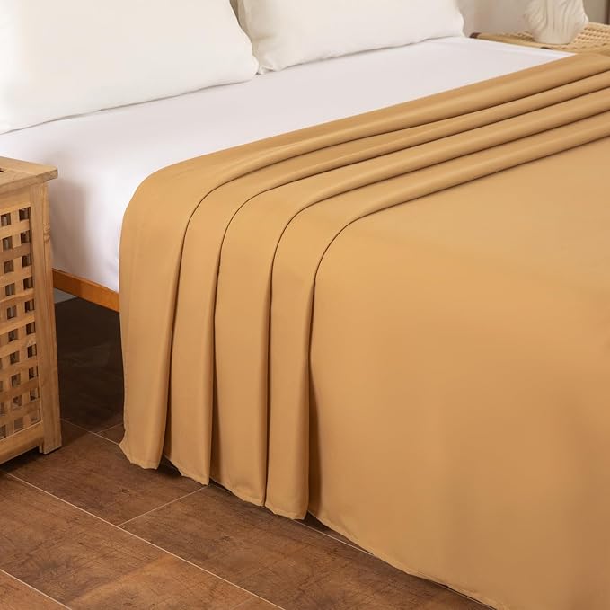 Full Flat Sheet Only， 80x96Inch Light Brown - Image 3