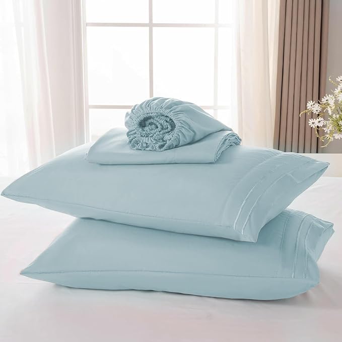 ROSE&RISY White Full Sheet Set, 4 Pieces Soft Bedding Full Sheet Set, - Image 7