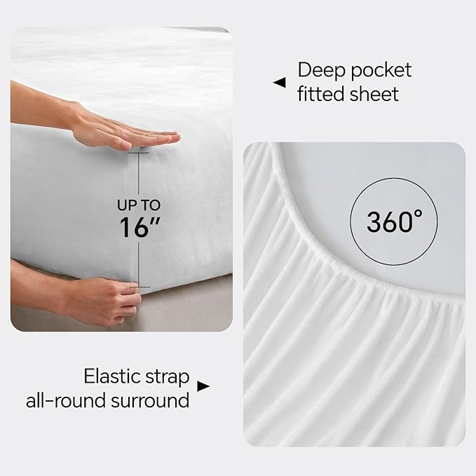 BEDELITE Flannel Sheets King Size Bright White - Image 4