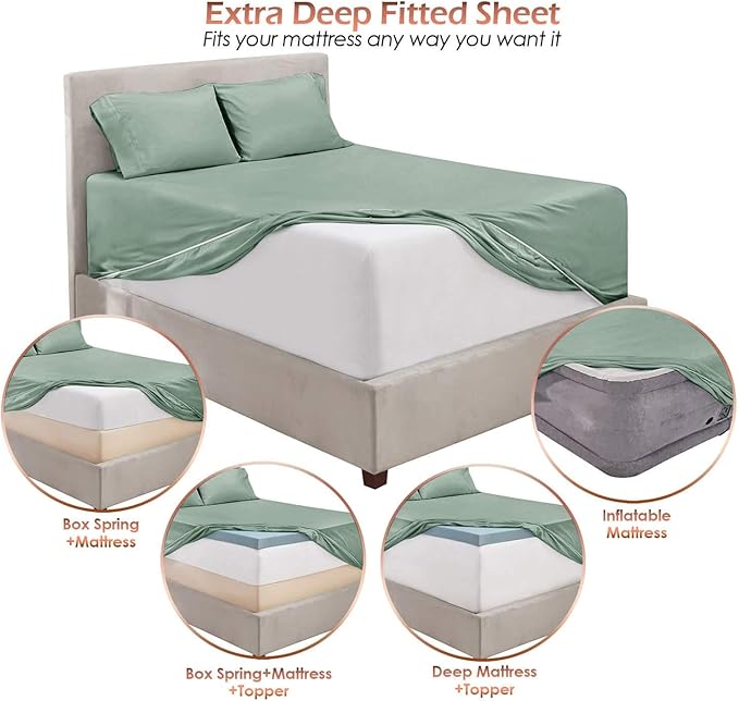 Hearth & Harbor Bed Sheets, Luxury Soft 6 Piece Bed Sheet Set Extra Deep Pocket - Image 3