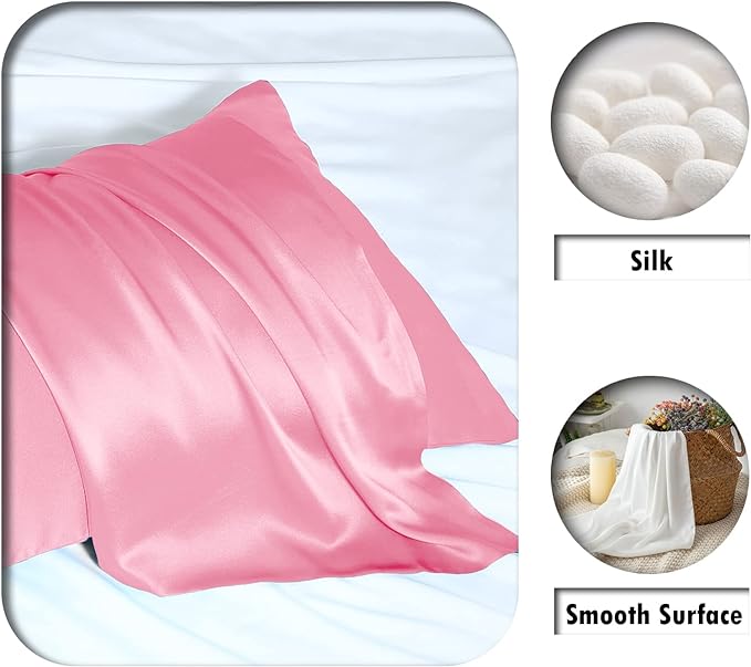 Silk Pillow Cases 2 Pack, Soft Breathable and Sliky Standard Size Pillow Cases - Image 2