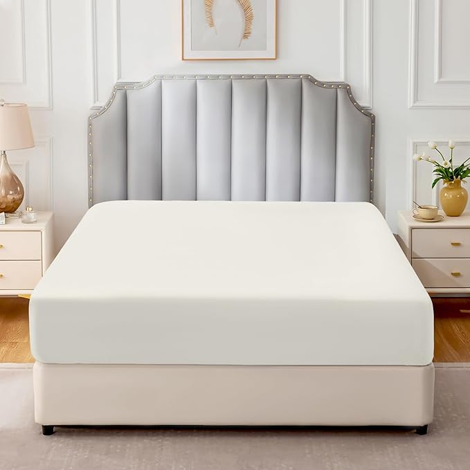 FreshCulture Pure Cotton Fitted Sheets Full Size, 300 Thread Count Percale - Image 2