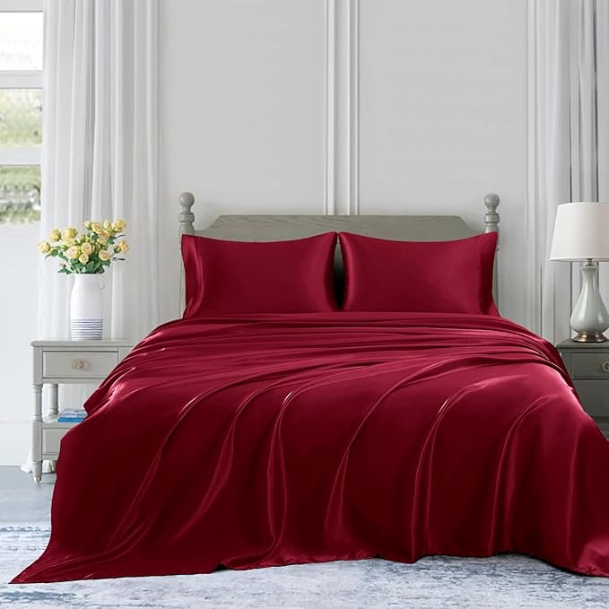 Homiest Burgundy Satin Flat Sheet - Image 5