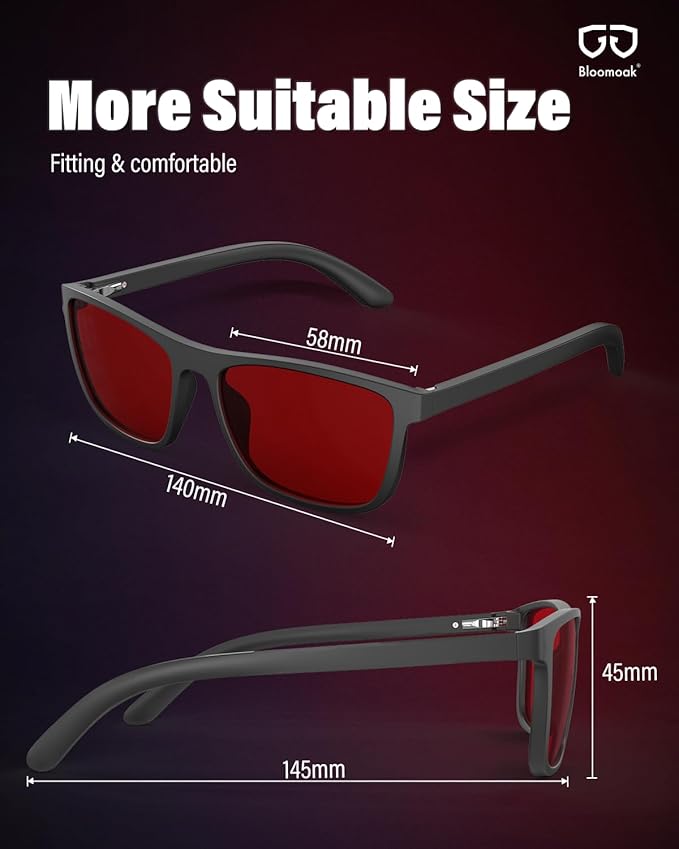 Bloomoak 100% Red Lens Blue Green Light Blocking Glasses- Dual AR Coatings - Image 9