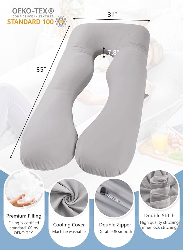 Meiz Pregnancy Pillow, Cooling Silky Pregnancy Pillows - Image 6