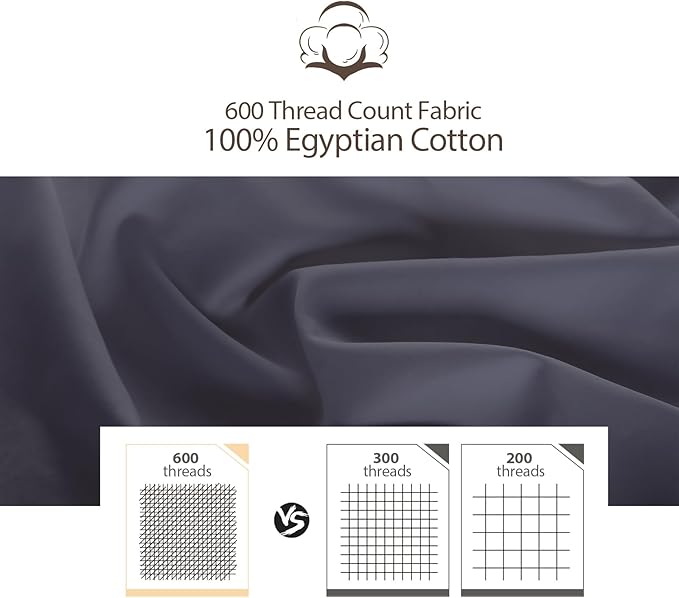 100% Egyptian Cotton Fitted Sheet Queen Size, 600 Thread Count, Soft & Elastic - Image 5