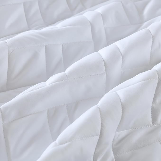 HORIMOTE HOME Quilt Set King Size White, Classic Geometric Diamond Stitched - Image 3