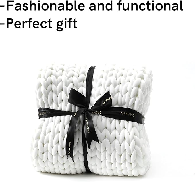 YnM Knitted Weighted Blanket, Hand Made Chunky Knit Weighted Throw Blanket - Image 4
