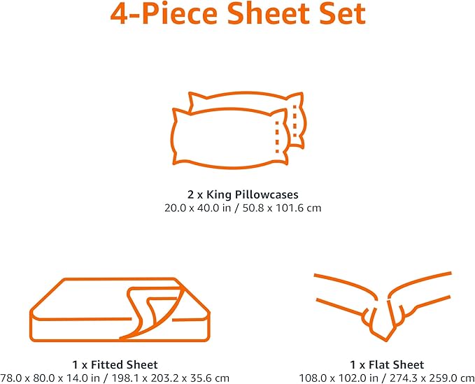 Amazon Basics Lightweight Super Soft Easy Care Microfiber 4-Piece Bed Sheet Set - Image 6