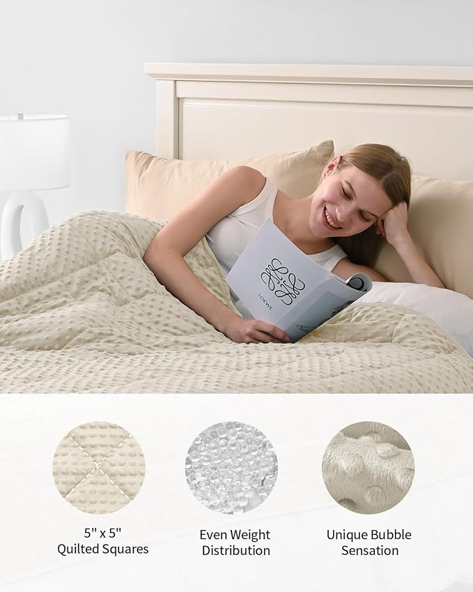 Mr. Sandman Weighted Blanket for Adults, Minky Dots Heavy Blanket for Women - Image 5
