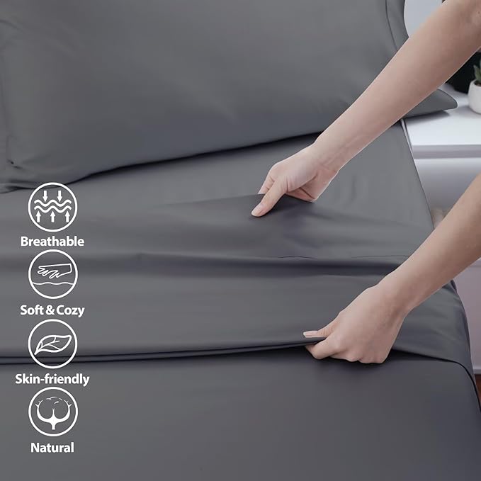 2-Pack Cotton Queen Flat Sheet Only, 600 Thread Count 100% Egyptian Cotton Top - Image 3