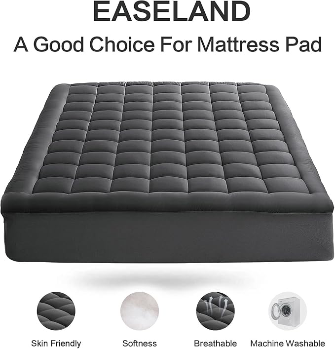EASELAND Queen Size Mattress Pad Pillow Cover Quilted Fitted Mattress Protector - Image 2