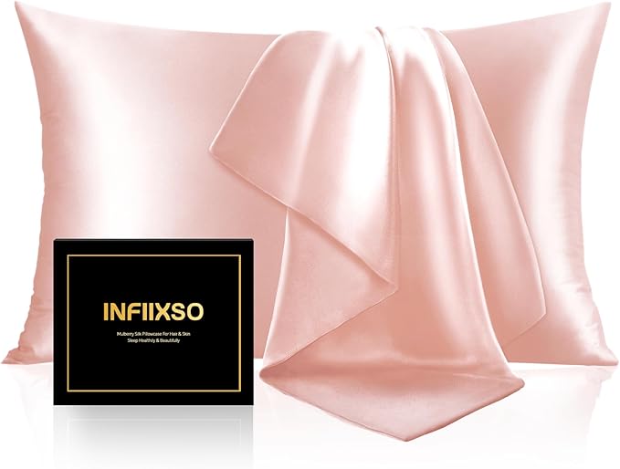 INFIIXSO Mulberry Silk Pillow Cases King Size Set of 2, Silk Pillowcase by INFIIXSO