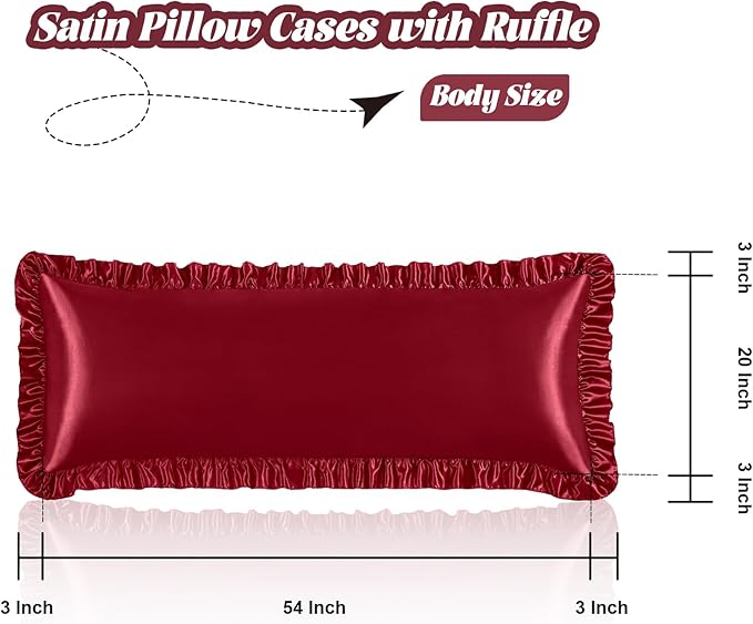 Homiest Ruffle Satin Body Pillow Cover, Silky Satin Body Pillowcase - Image 3