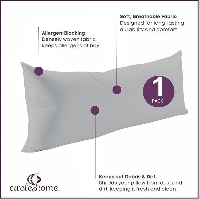 CirclesHome Pillow Protectors Single Pack Body Zippered - Image 3