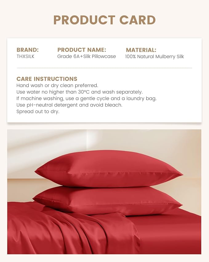 THXSILK 100% Pure Mulberry Silk Pillowcase - Image 8