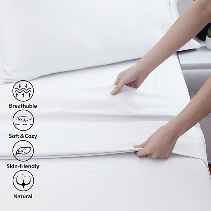 2-Pack Cotton Queen Flat Sheet Only, 600 Thread Count 100% Egyptian Cotton Top - Image 3