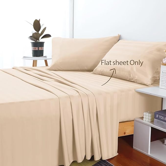 2-Pack Cotton Queen Flat Sheet Only, 600 Thread Count 100% Egyptian Cotton Top - Image 2