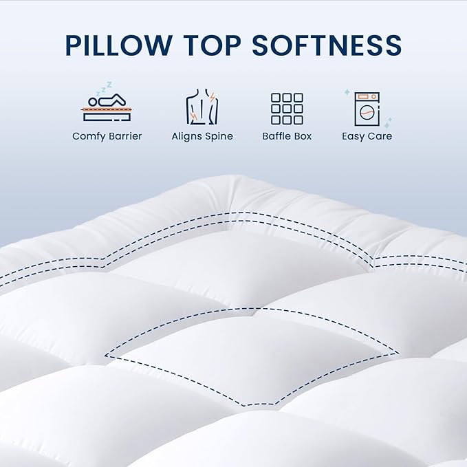 YUGYVOB Full Size Mattress Pad Extra Thick, and Breathable Mattress Topper - Image 2