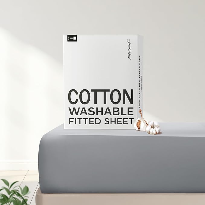 FreshCulture Pure Cotton Fitted Sheets Twin Size, 300 Thread Count Percale by FreshCulture