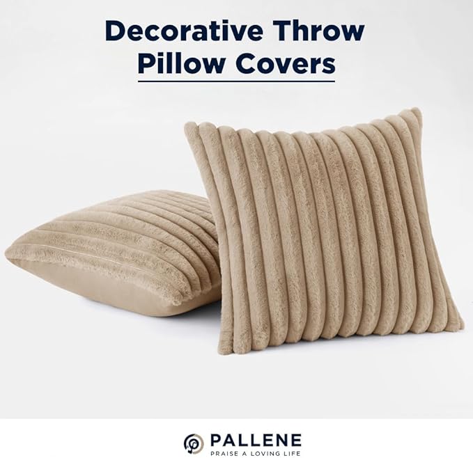 Pallene Faux Fur Plush Throw Pillow Covers 16x16 Set of 2, Luxury Soft Fluffy - Image 9