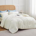 CozyLux Queen Comforter Set Ivory, 3 Pieces Solid Comforters Queen Size by CozyLux