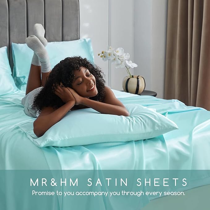 MR&HM Satin Bed Sheets, King Size Sheets Set - Image 6