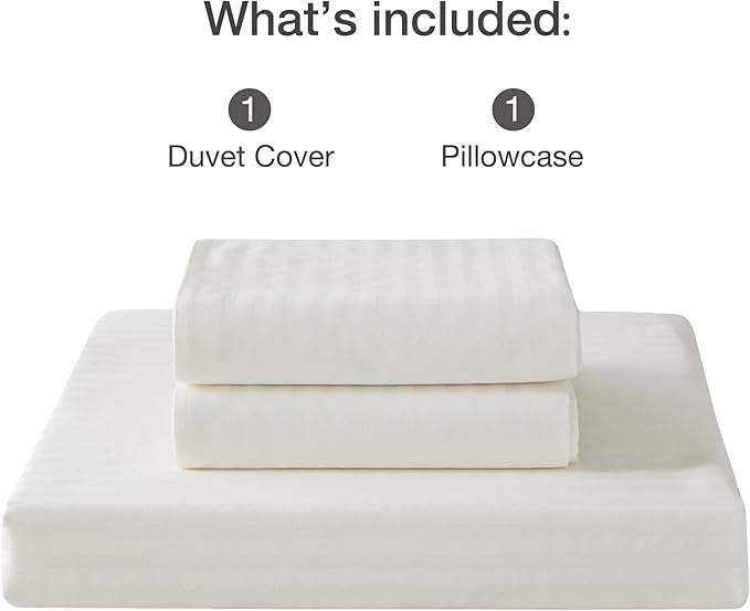 JELLYMONI 100% Natural Cotton 2pcs Striped Duvet Cover Sets, Satin Striped - Image 8