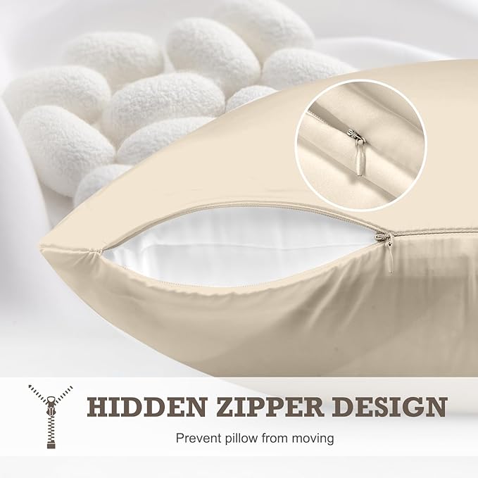 100% Mulberry Silk Pillowcase 2 Pack, Queen Size Silk Pillow Cases - Image 5