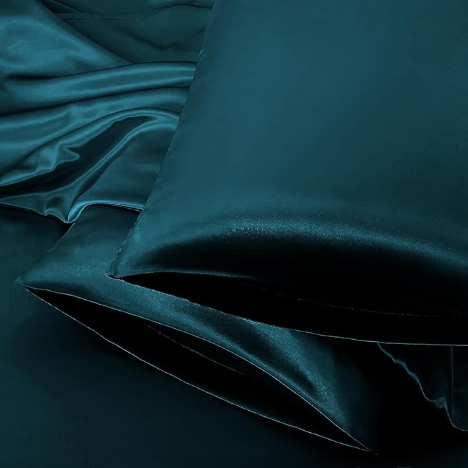 Aormenzy Satin Body Pillow Cover Set of 2, 20x54 Inches Dark Teal Case - Image 5