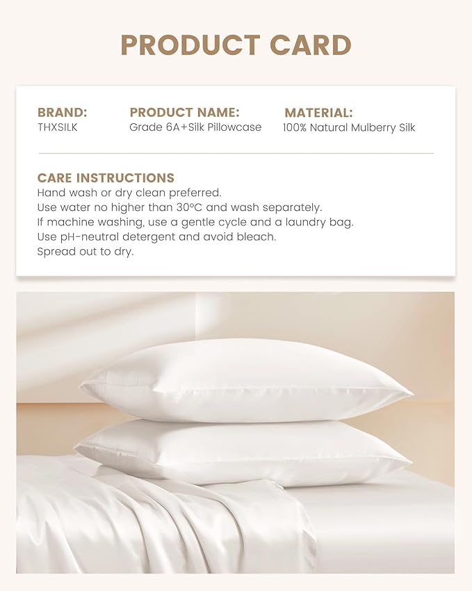 THXSILK Set of 2 100% Mulberry Silk Pillowcase - Image 8