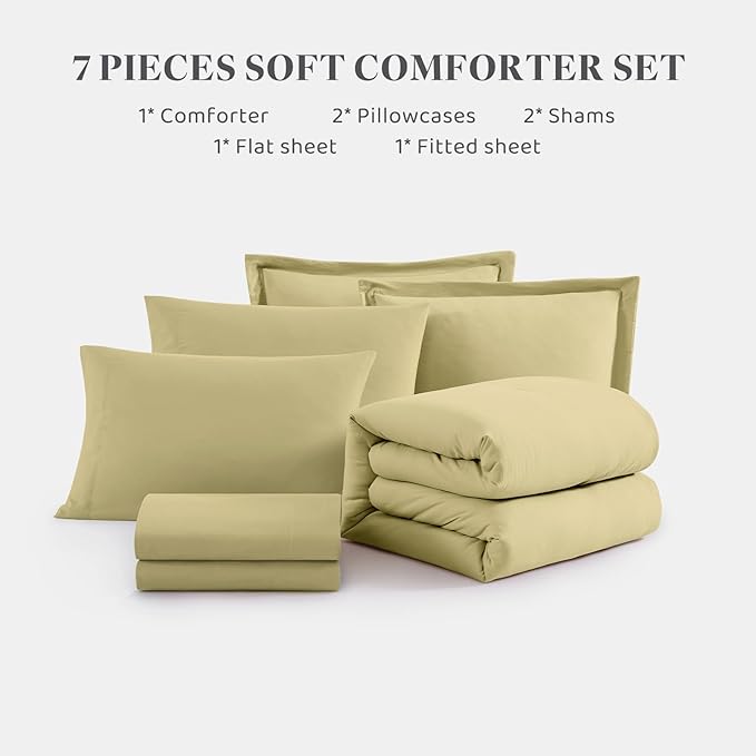 WRENSONGE King Comforter Set, 7 Pieces Hemp Soft Bed in a Bag King - Image 7