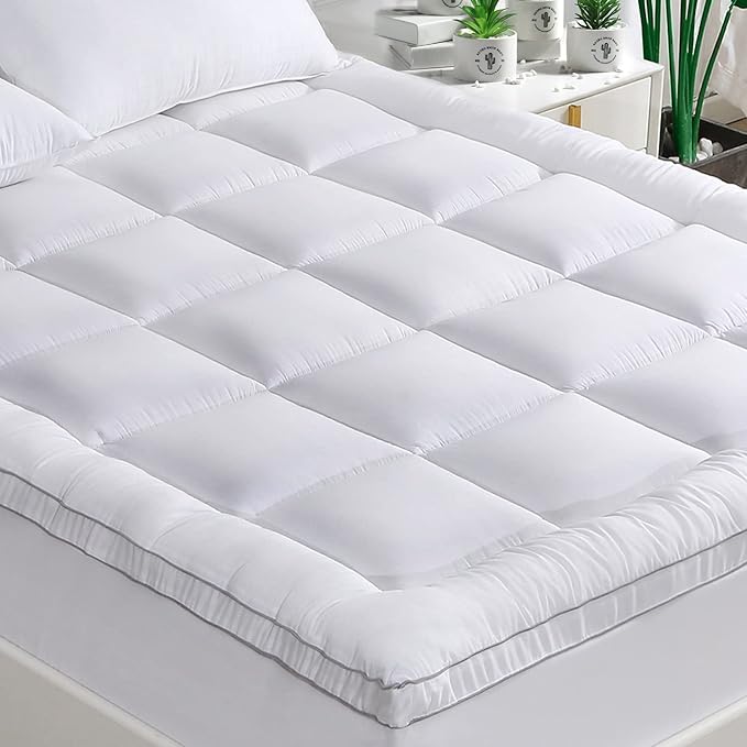 GRT Pillowtop Mattress Topper Twin Size, Rayon from Bamboo Mattress Cover Padded by GRT