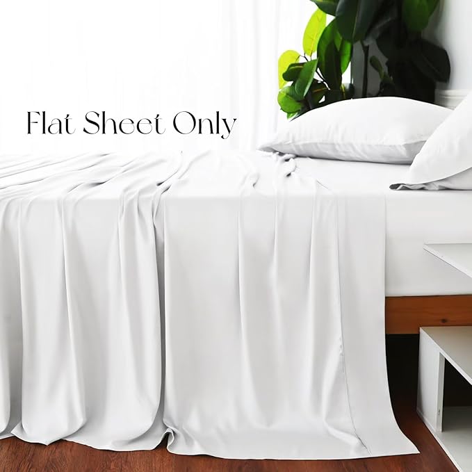 Bamboo Viscose Flat Sheets Only, 400 Thread Count Sateen Weave Queen Size Flat - Image 4