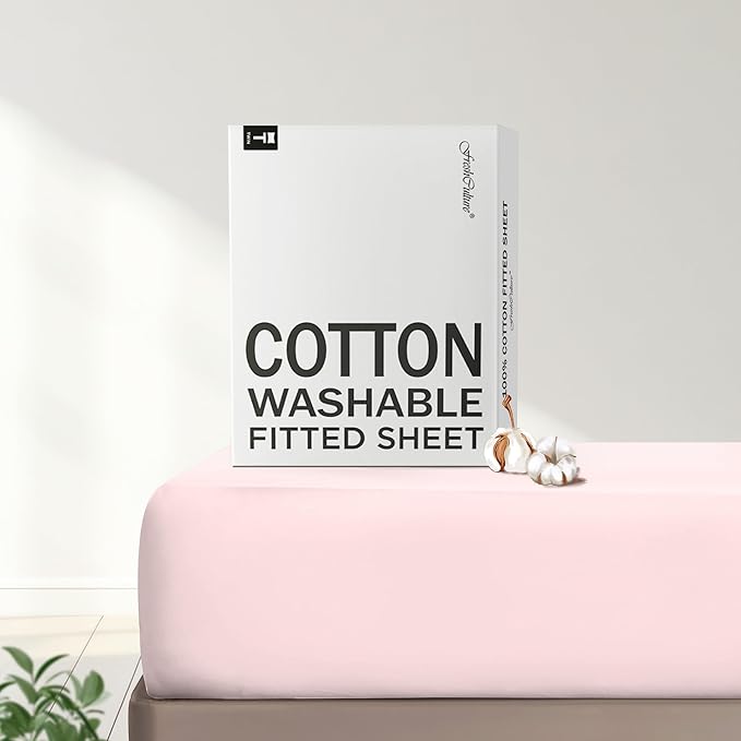 FreshCulture Pure Cotton Fitted Sheets Twin Size, 300 Thread Count Percale by FreshCulture