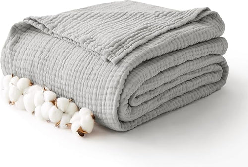 100% Cotton Muslin Blanket Twin 66" x 90", Breathable and Lightweight Cotton by Kozyhvn