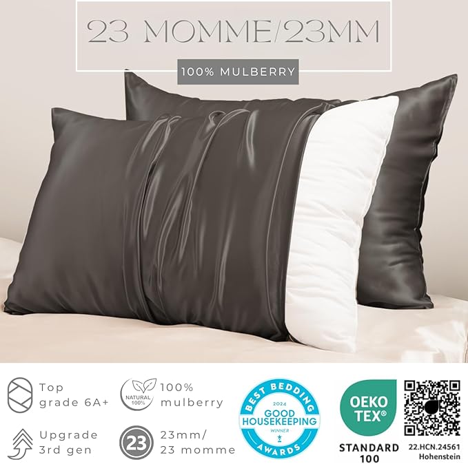 PROMEED 100% Silk Pillowcase 2 Pack, Zipper Closure, 23 Momme 3rd Gen Grade 6A+ - Image 2