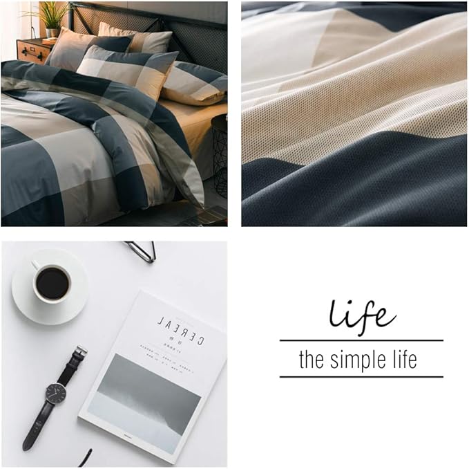 mixinni King Size Checkered Duvet Cover Set - Image 7